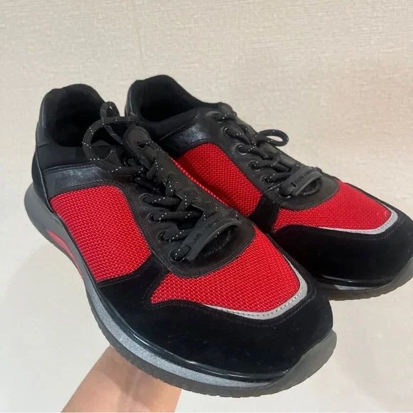 Karl Lagerfeld Paris Mesh Neoprene LF 9S8479 Size 8 , 41D Red Black Shoes Nwob - Picture 1 of 8